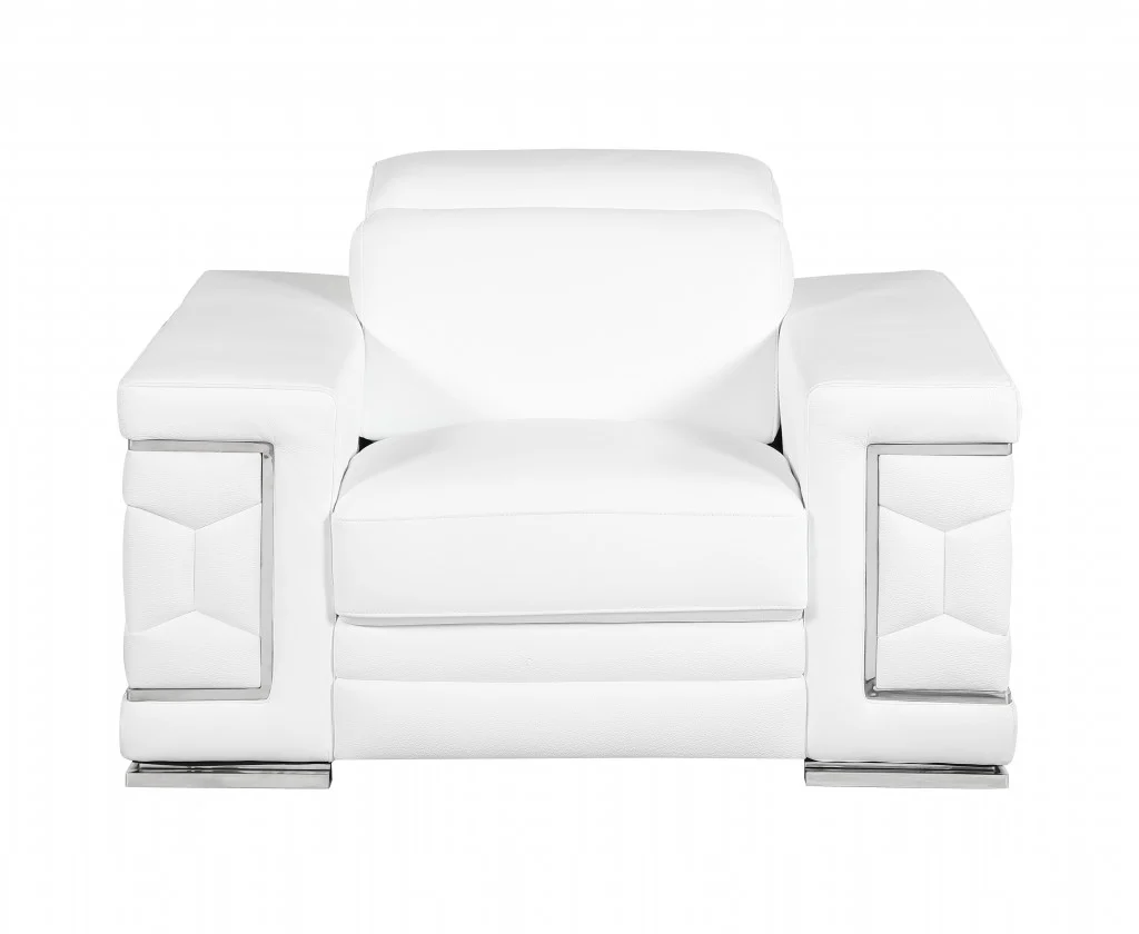 114" Sturdy White Leather Sofa Set By Homeroots - Image 3