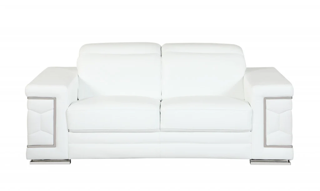 114" Sturdy White Leather Sofa Set By Homeroots - Image 4