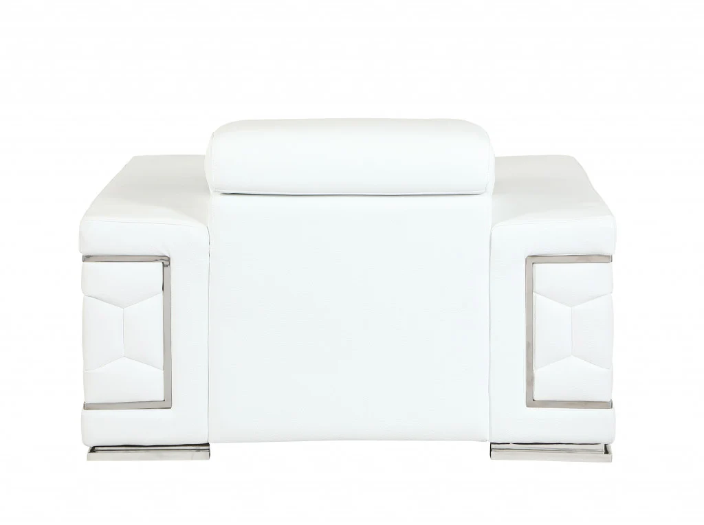114" Sturdy White Leather Sofa Set By Homeroots - Image 6