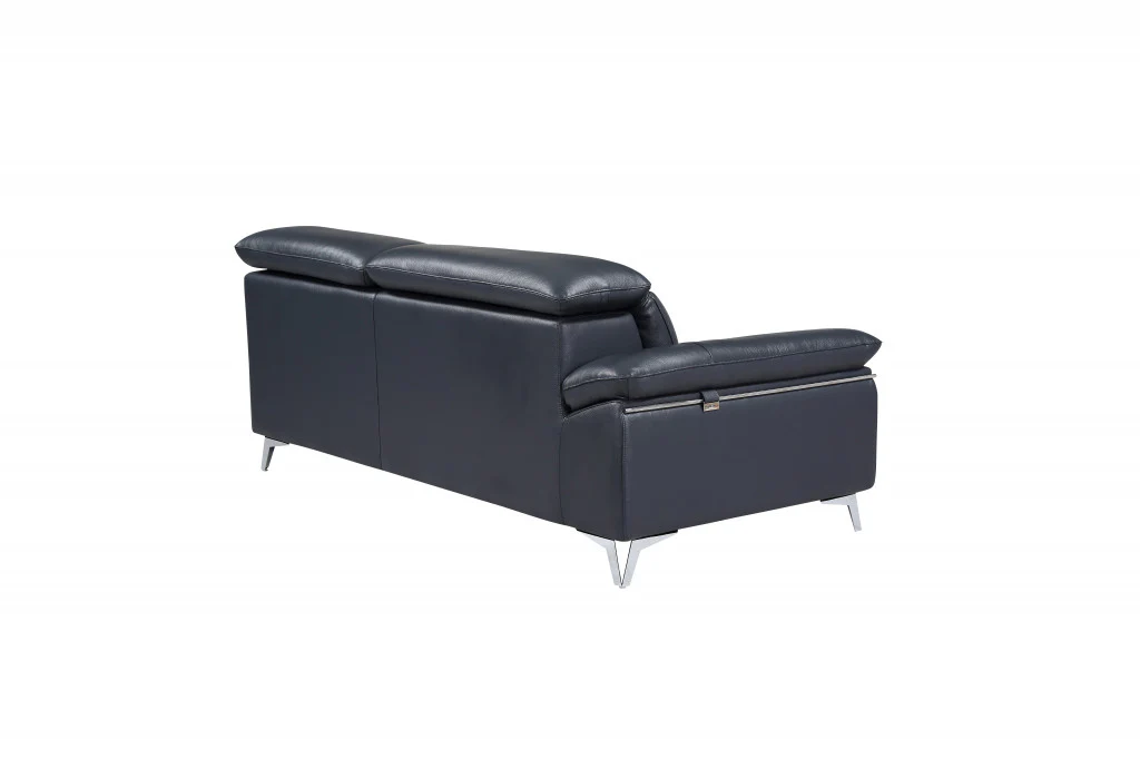 114'' X 67'' X 39'' Modern Blue Genuine Italian Leather Sectional By Homeroots - Image 6