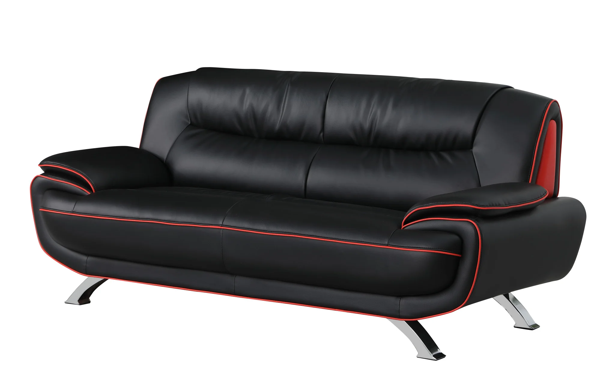 115" Sleek Black Leather Sofa Set By Homeroots - Image 4
