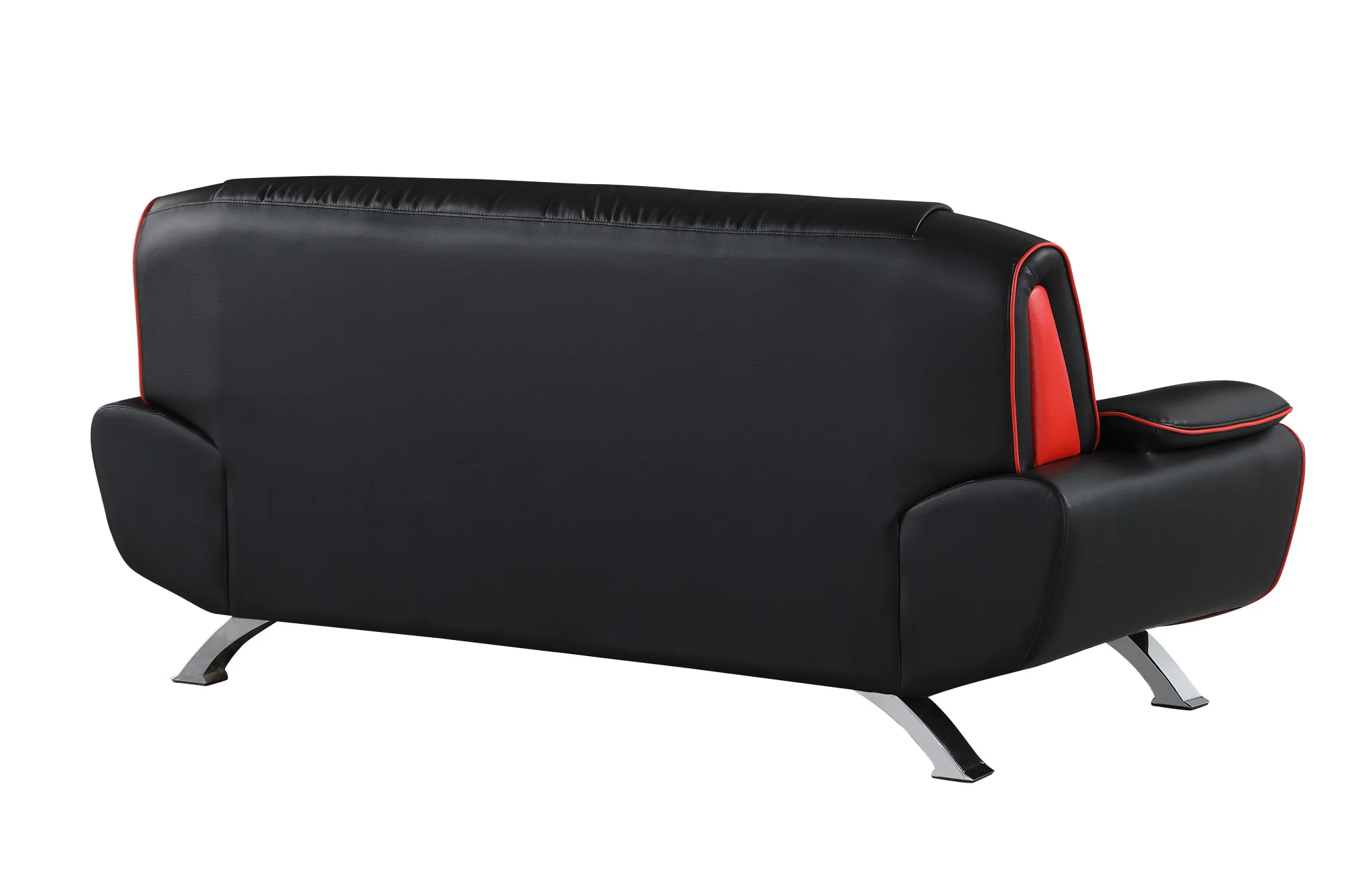 115" Sleek Black Leather Sofa Set By Homeroots - Image 6