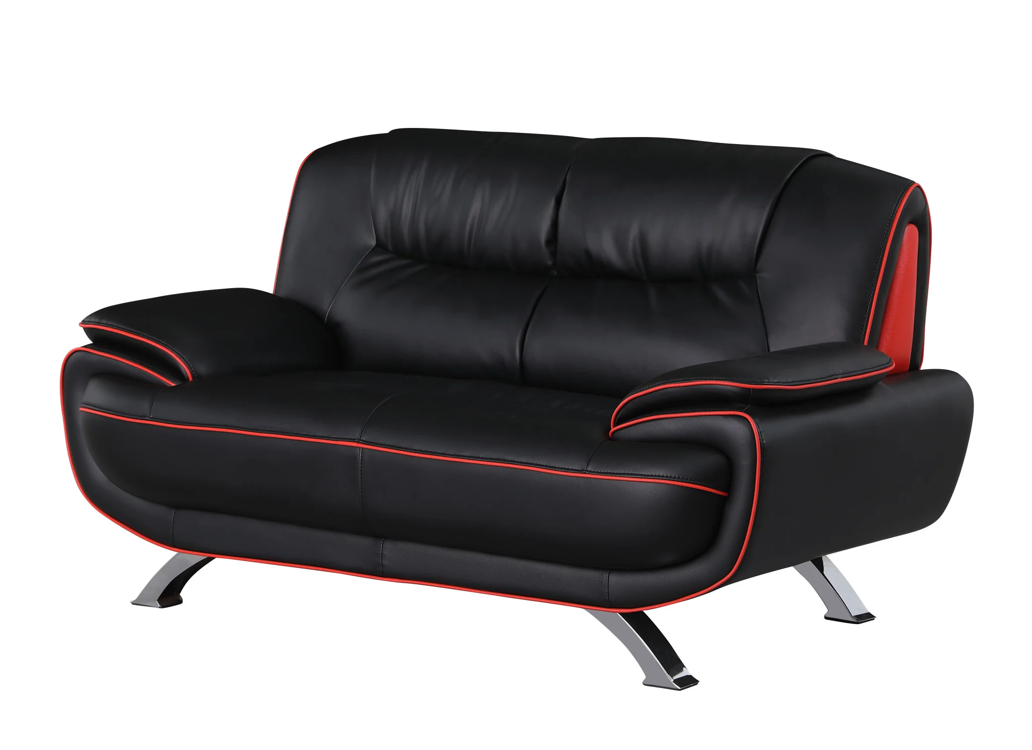 115" Sleek Black Leather Sofa Set By Homeroots - Image 8
