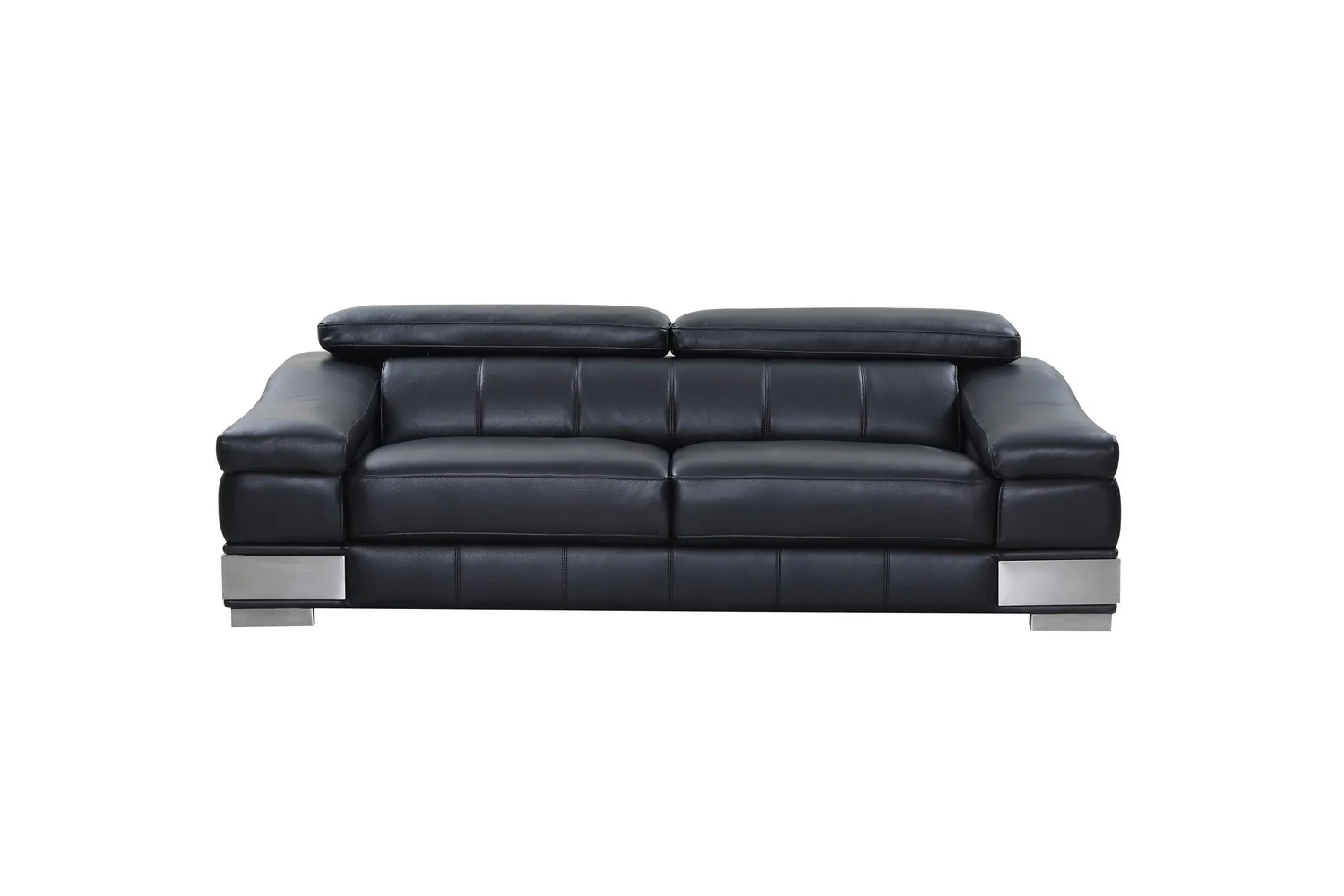 117" Modern Black Leather Sofa Set By Homeroots - Image 2