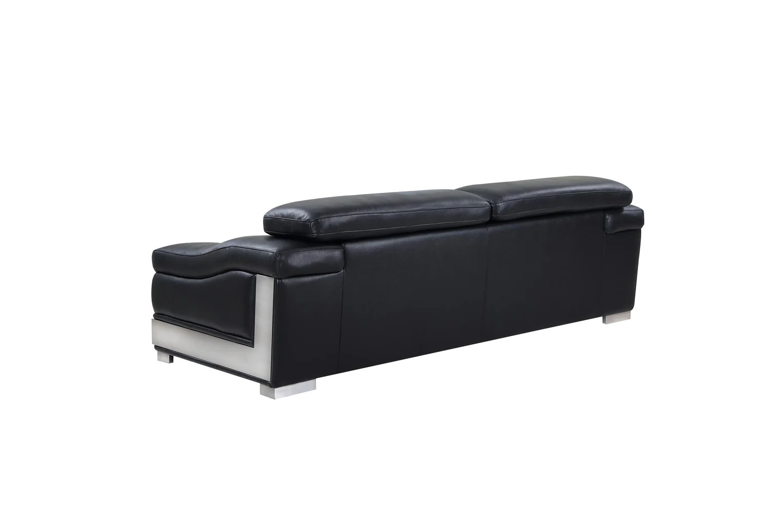 117" Modern Black Leather Sofa Set By Homeroots - Image 5