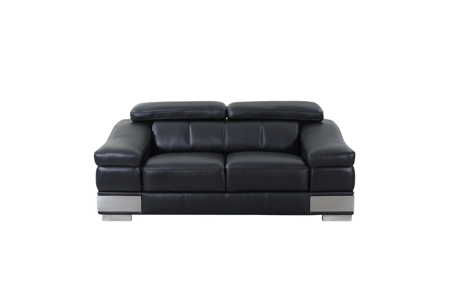 117" Modern Black Leather Sofa Set By Homeroots - Image 6
