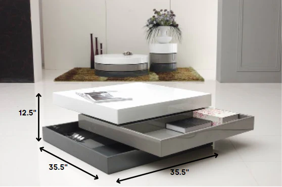 12.5' 3 Tone MDF Square Coffee Table By Homeroots - Image 2