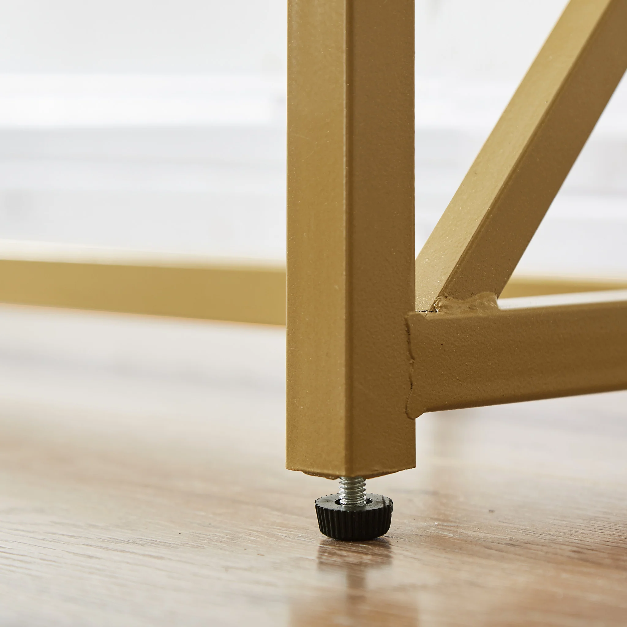 12" Clear and Gold Glass Frame Console Table By Homeroots - Image 4