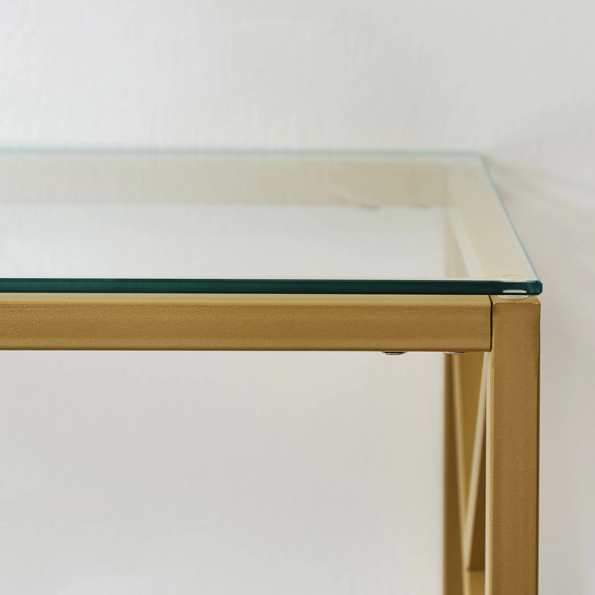 12" Clear and Gold Glass Frame Console Table By Homeroots - Image 5