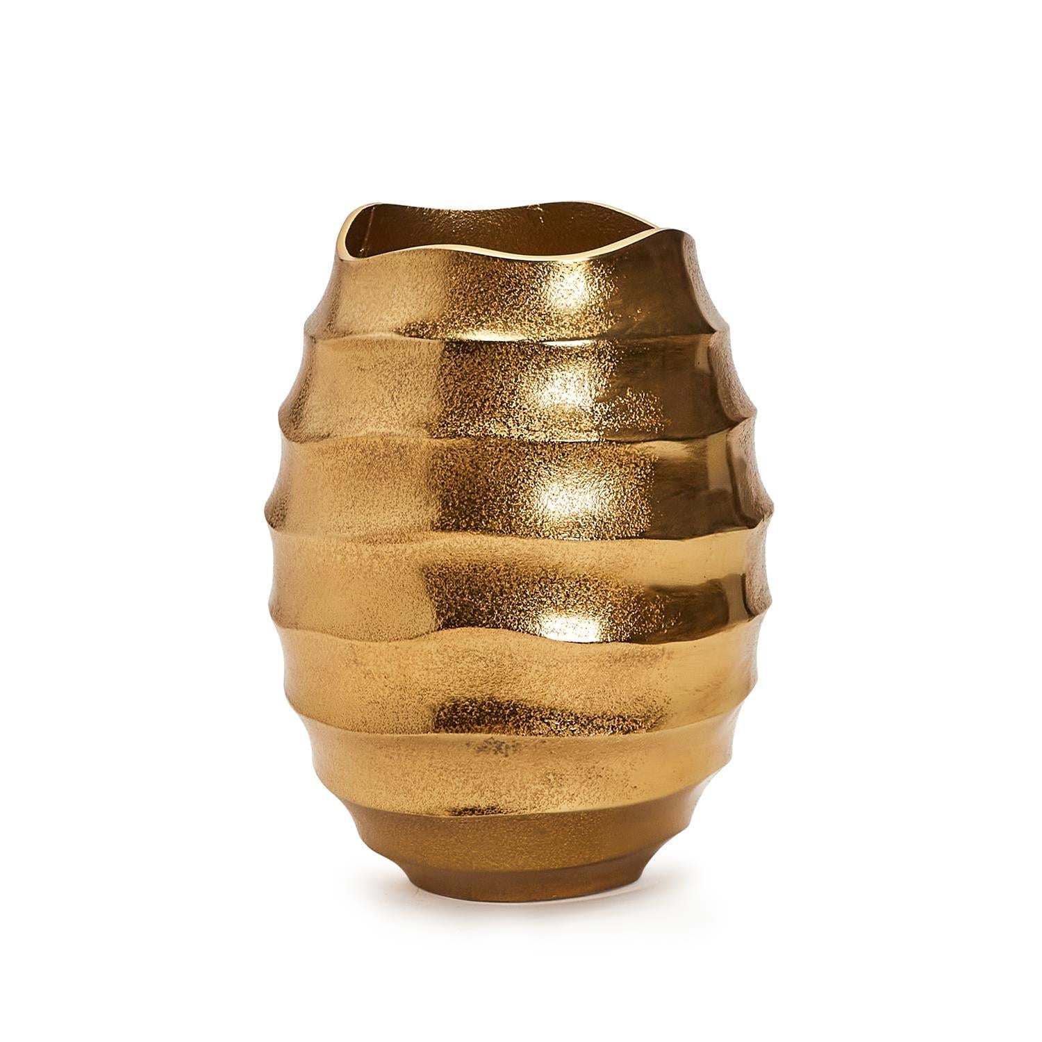 12" Golden Wave Vase Set Of 2 By Tozai Home - Image 2