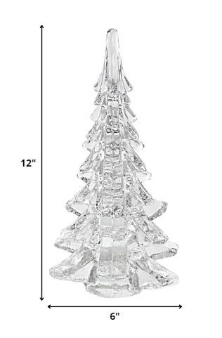 12" Mouth Blown Clear Glass Christmas Tree Sculpture By Homeroots - Image 2