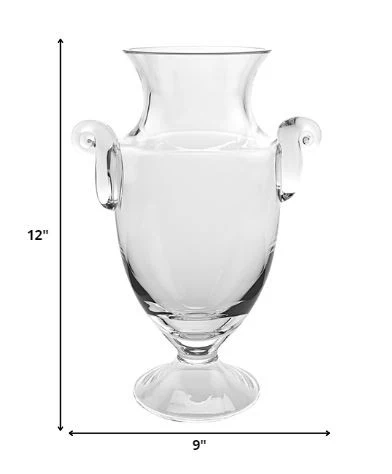 12 Mouth Blown Crystal European Made Trophy Vase By Homeroots - Image 2