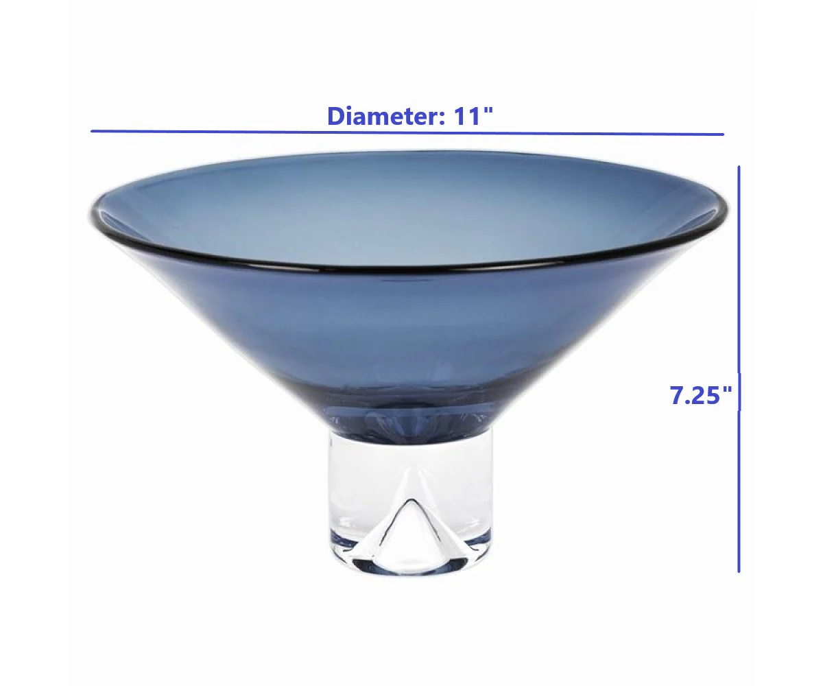 12 Mouth Blown Crystal Midnight Blue Centerpiece Bowl By Homeroots - Image 4