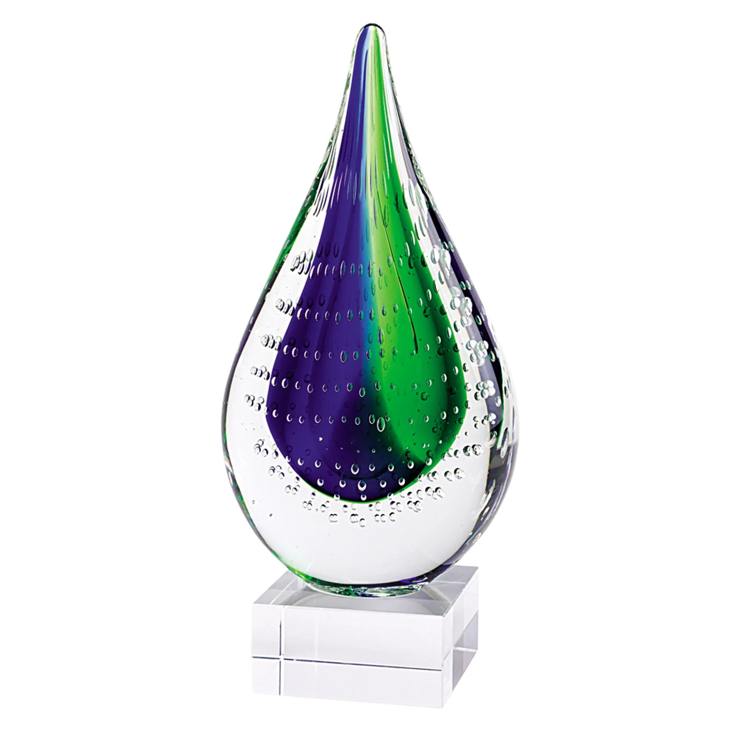 12 Mouth Blown Teardrop Centerpiece on Crystal Base By Homeroots - Image 3