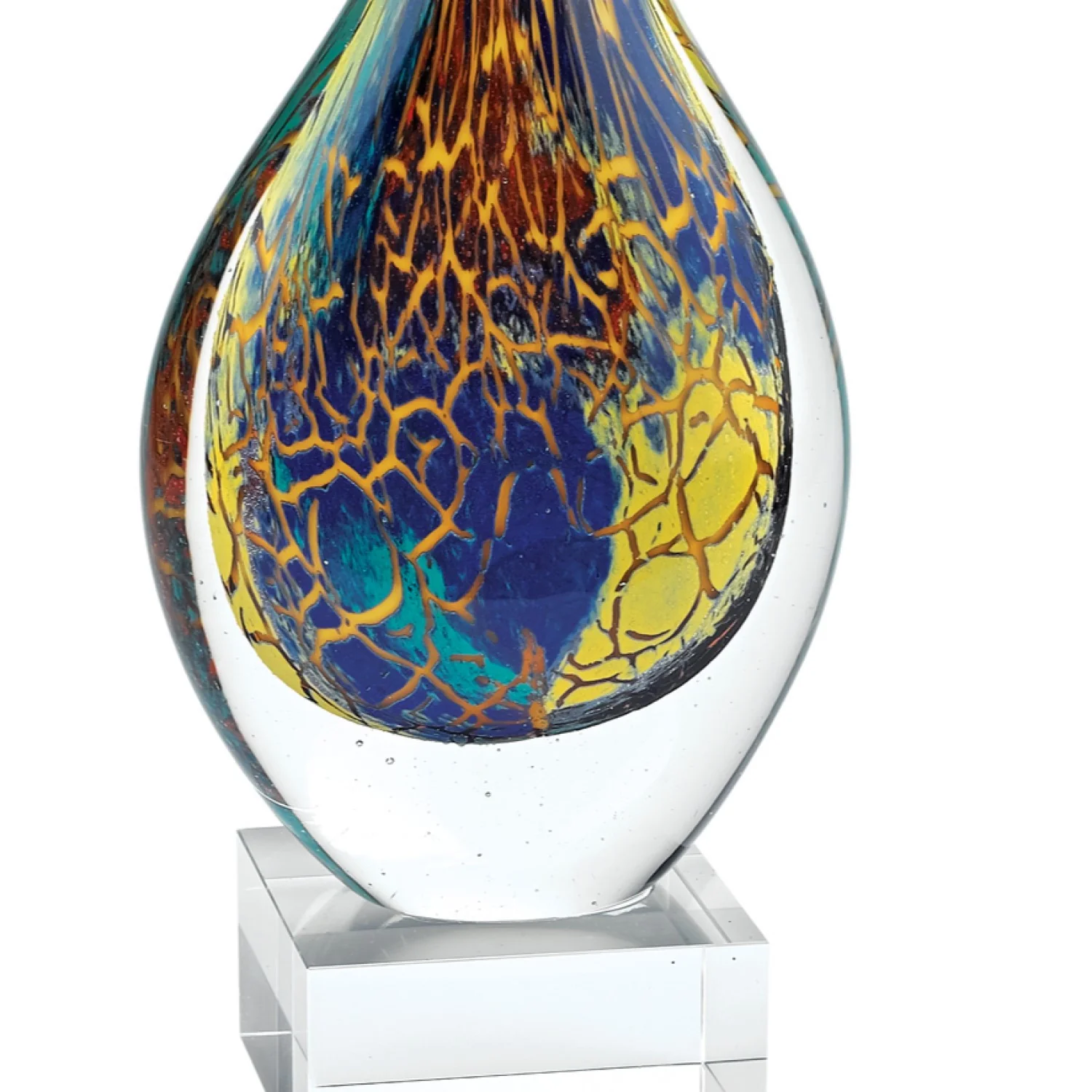 12 MultiColor Art Glass Teardrop on Crystal Base By Homeroots - Image 2