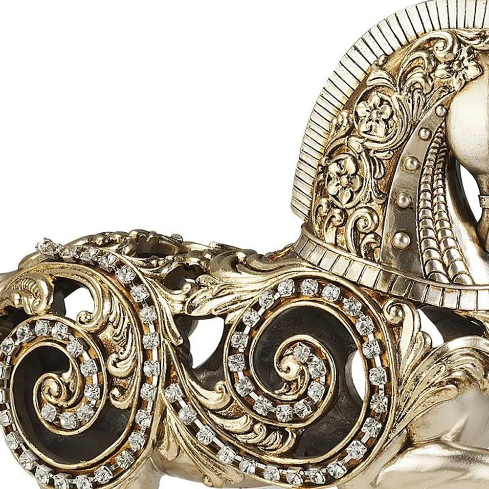 12" Silver With Gold Polyresin Horse Statue Sculpture By Homeroots - Image 3