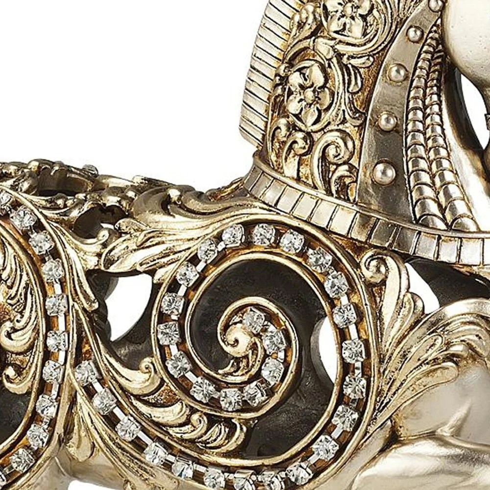 12" Silver With Gold Polyresin Horse Statue Sculpture By Homeroots - Image 4