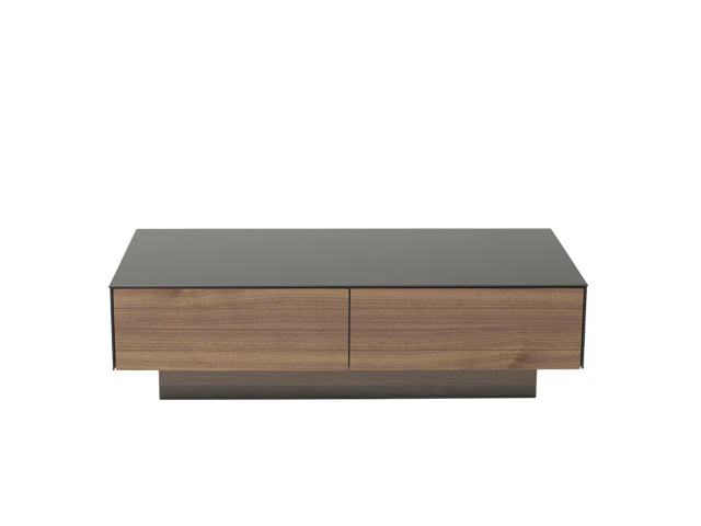 12' Walnut Veneer MDF and Glass Coffee Table By Homeroots - Image 2