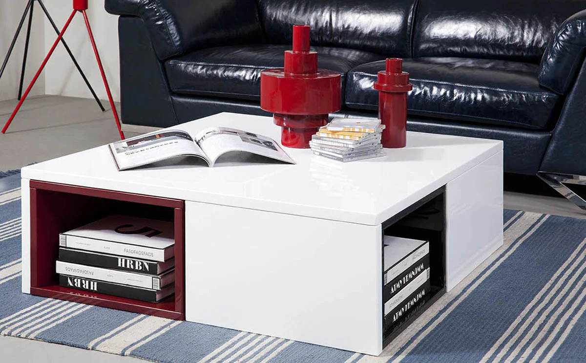 12' White Coffee Table with Colored Stools By Homeroots - Image 3