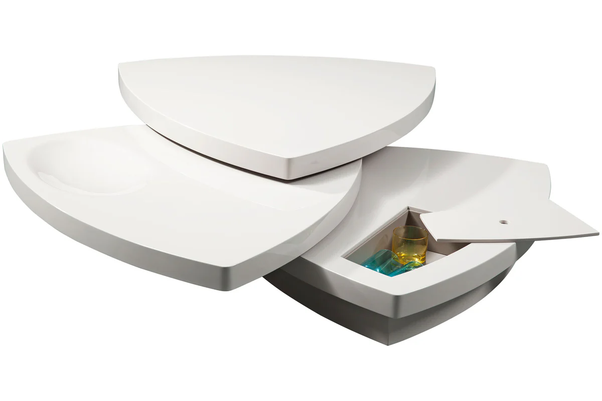 12' White Fiberglass Tiered Coffee Table By Homeroots - Image 4