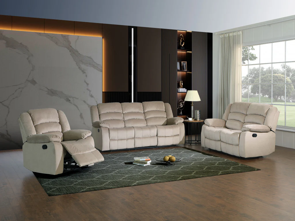 120" Contemporary Beige Fabric Sofa Set By Homeroots - Image 2