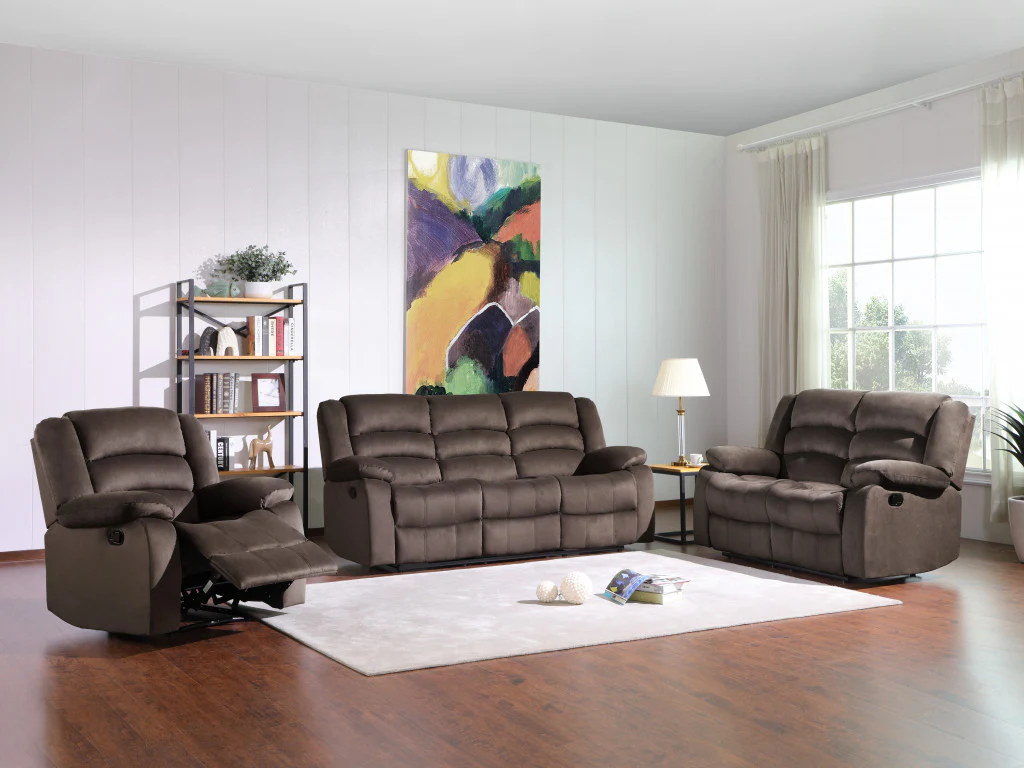 120" Contemporary Brown Fabric Sofa Set By Homeroots - Image 2