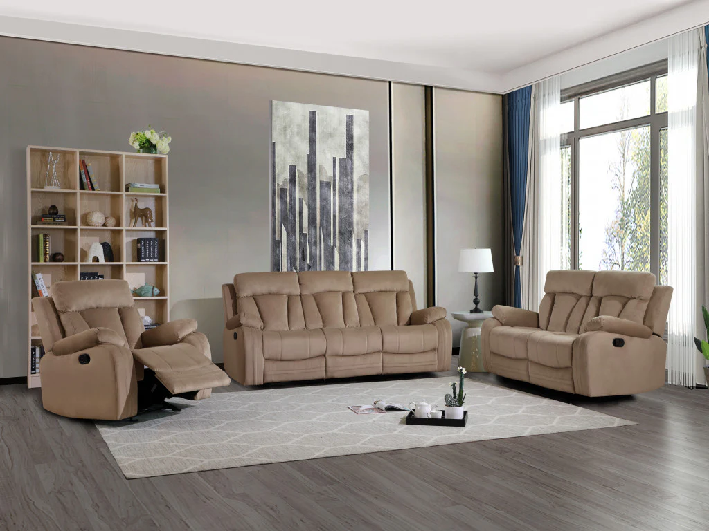 120" Modern Beige Fabric Sofa Set By Homeroots - Image 2
