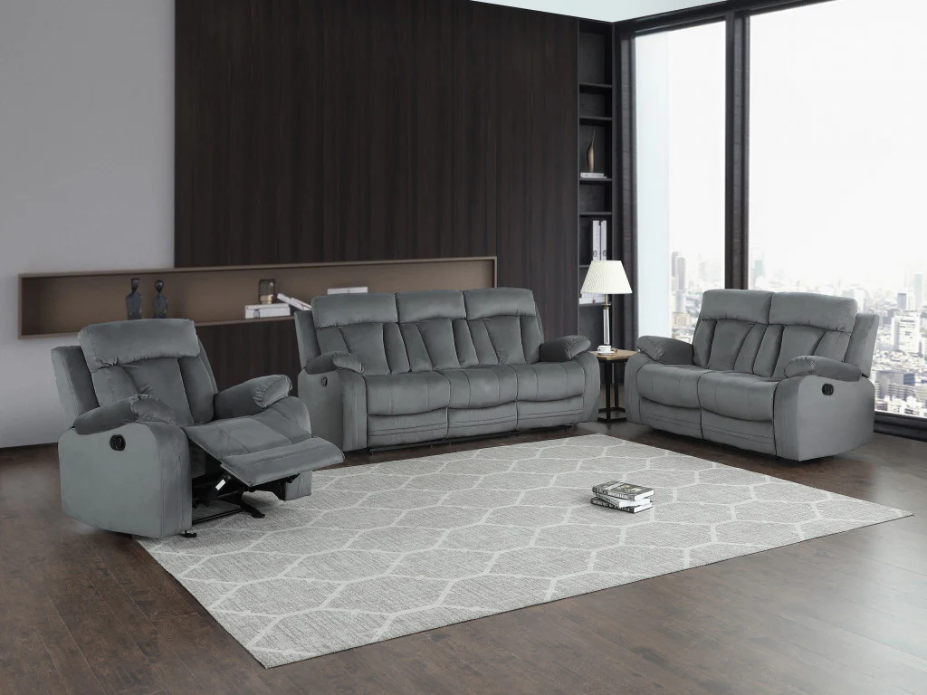 120" Modern Grey Fabric Sofa Set By Homeroots - Image 2