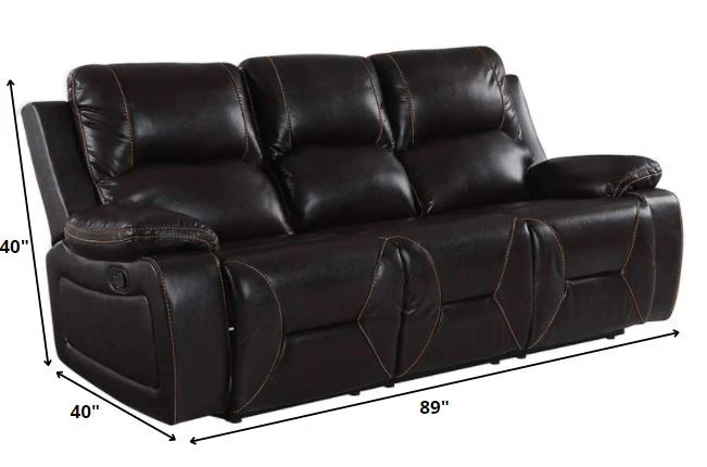 124" Classy Brown Leather Sofa Set By Homeroots - Image 2