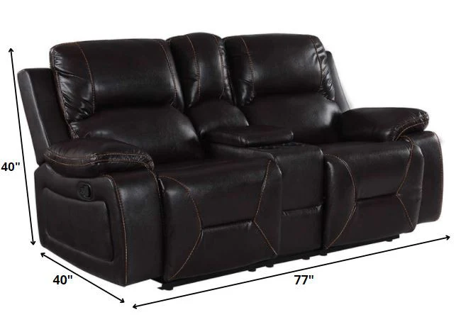 124" Classy Brown Leather Sofa Set By Homeroots - Image 3