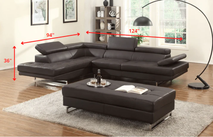 124" X 94" X 36" Brown  Sectional LAF By Homeroots - Image 2