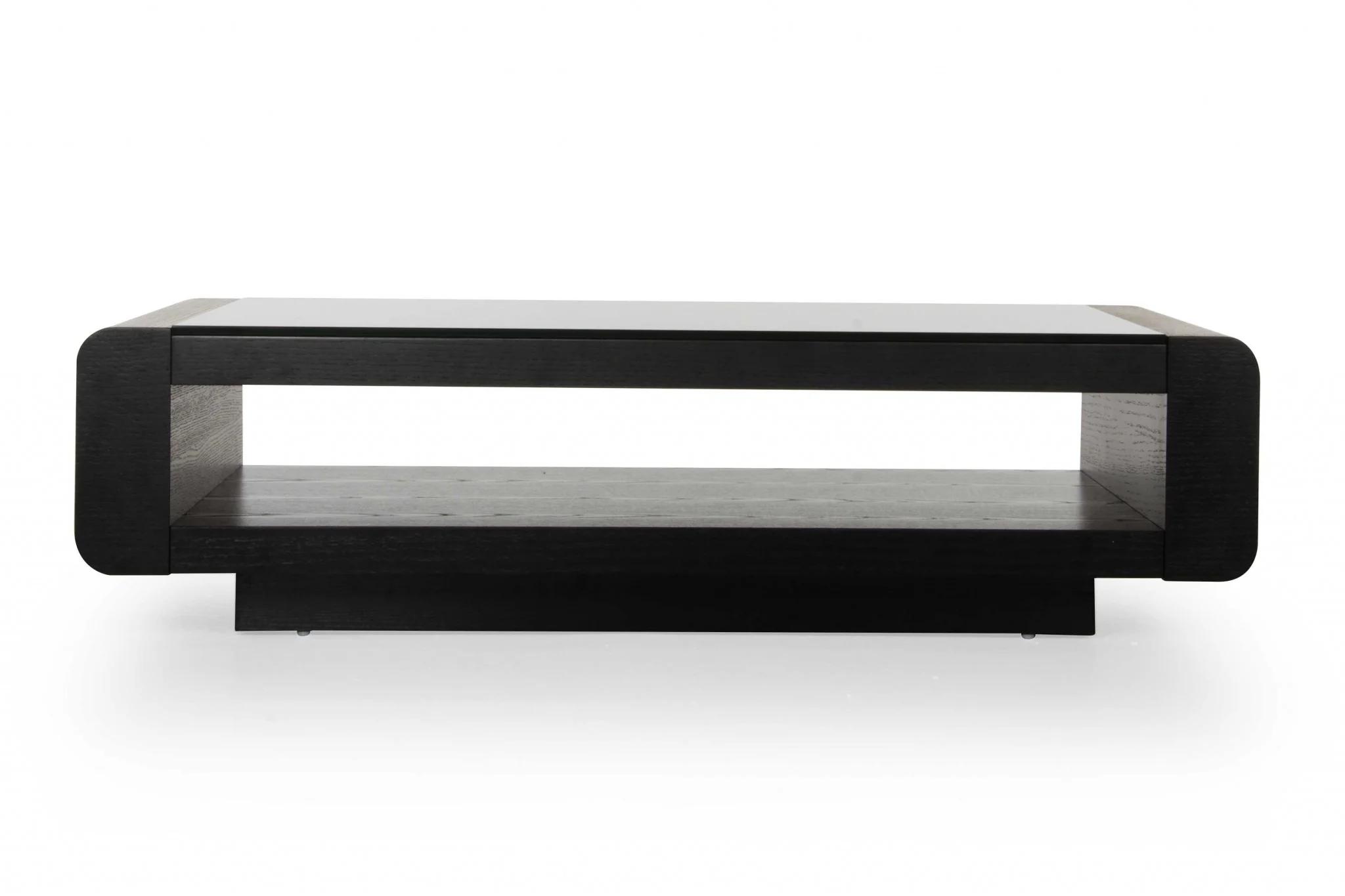 13" Black Oak Veneer and Glass Coffee Table By Homeroots - Image 3