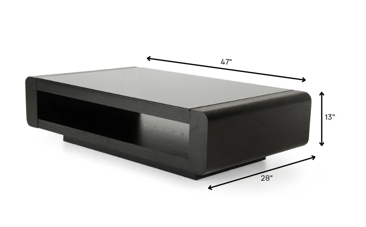 13" Black Oak Veneer and Glass Coffee Table By Homeroots - Image 6