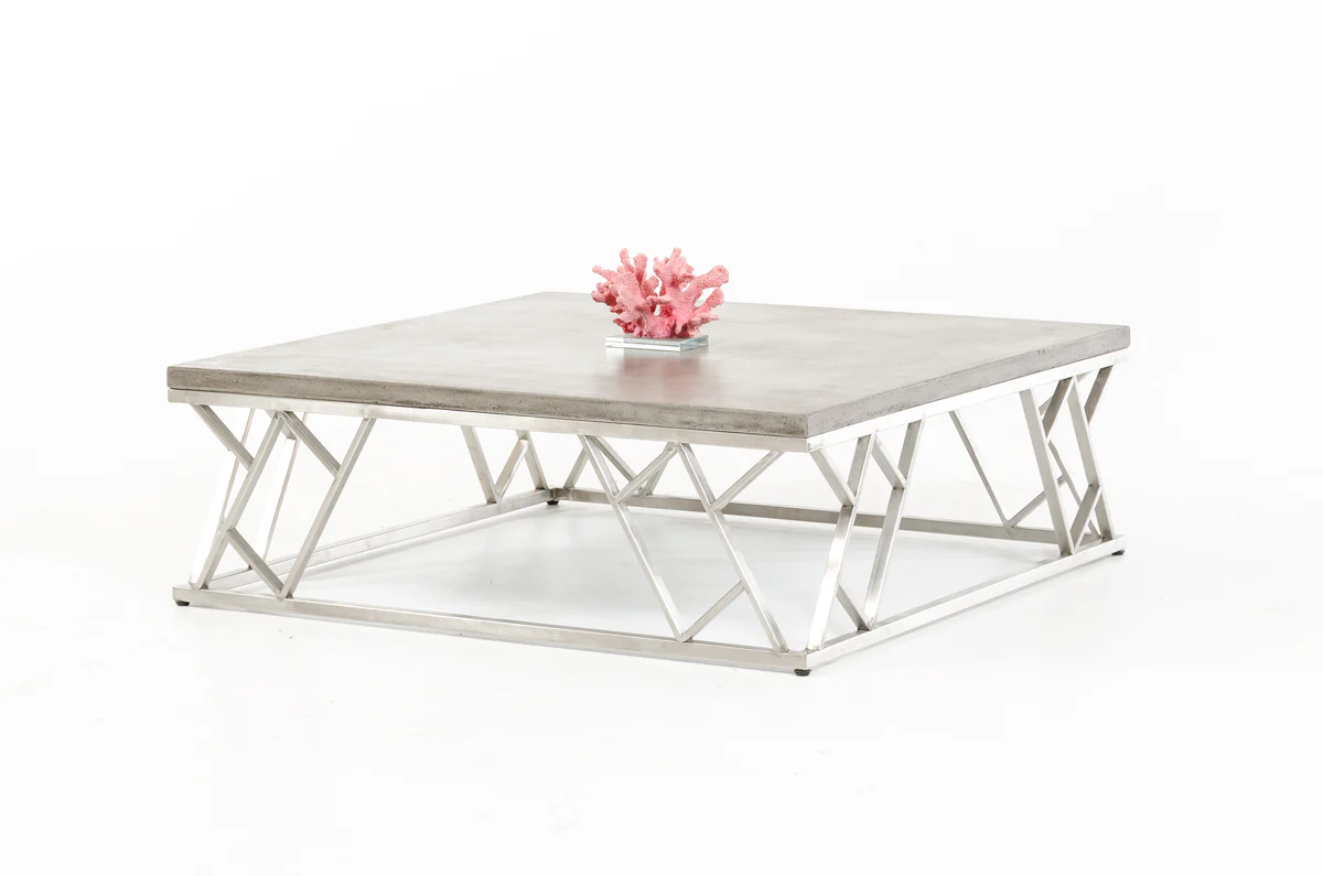 13' Concrete and Steel Coffee Table By Homeroots - Image 2