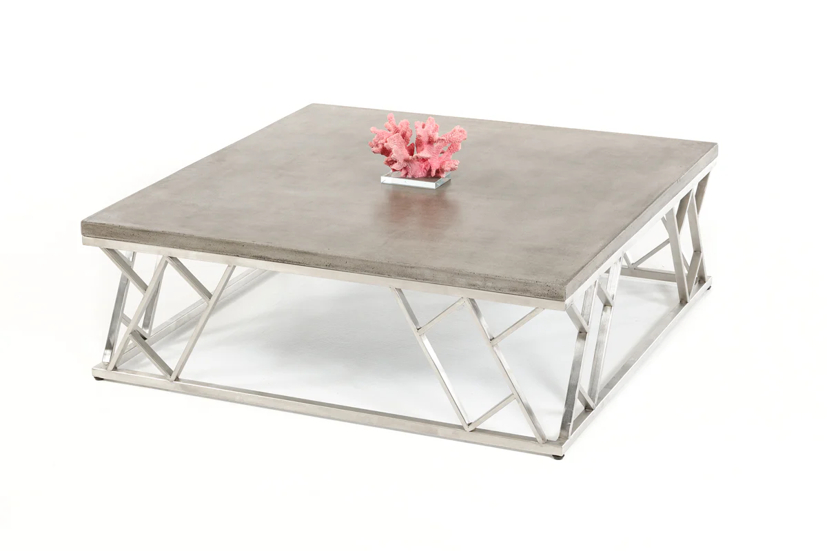 13' Concrete and Steel Coffee Table By Homeroots - Image 3