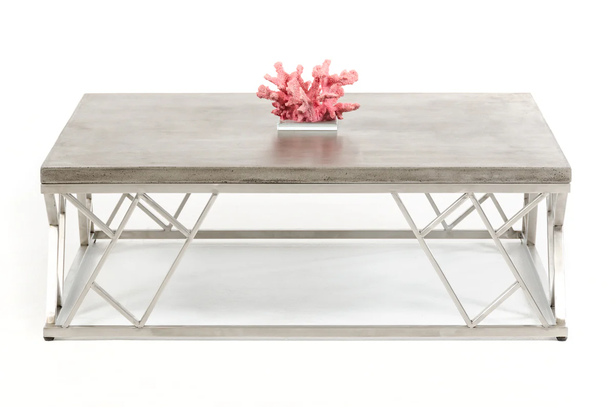 13' Concrete and Steel Coffee Table By Homeroots - Image 4