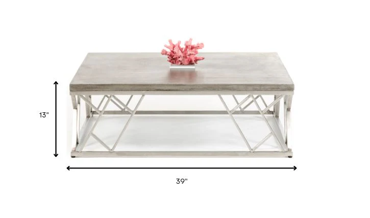 13' Concrete and Steel Coffee Table By Homeroots - Image 6