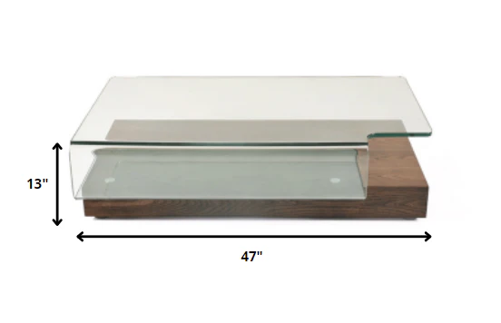 13" Elm Veneer and Glass Coffee Table By Homeroots - Image 2