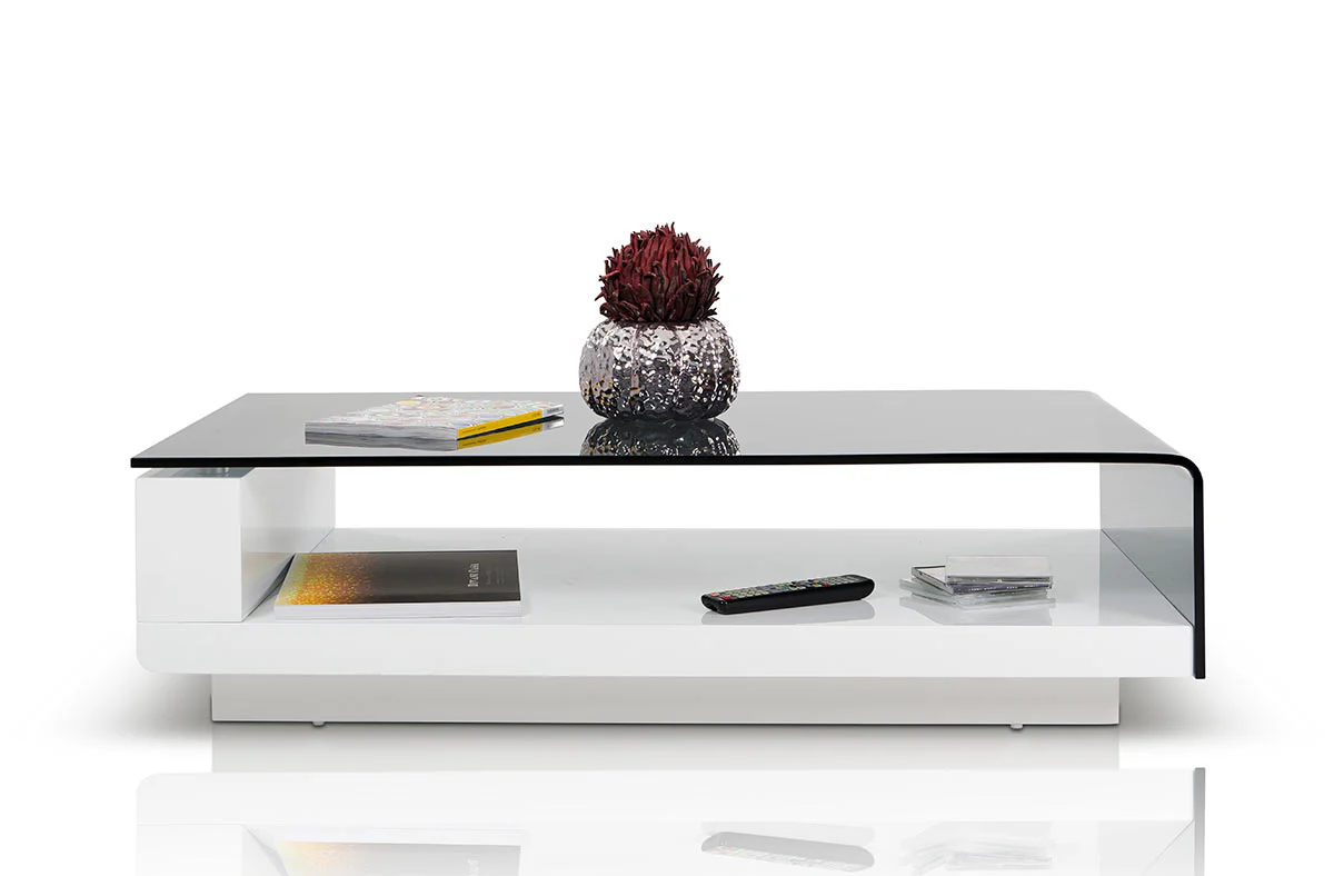 13' Glass Steel and MDF Coffee Table By Homeroots - Image 2