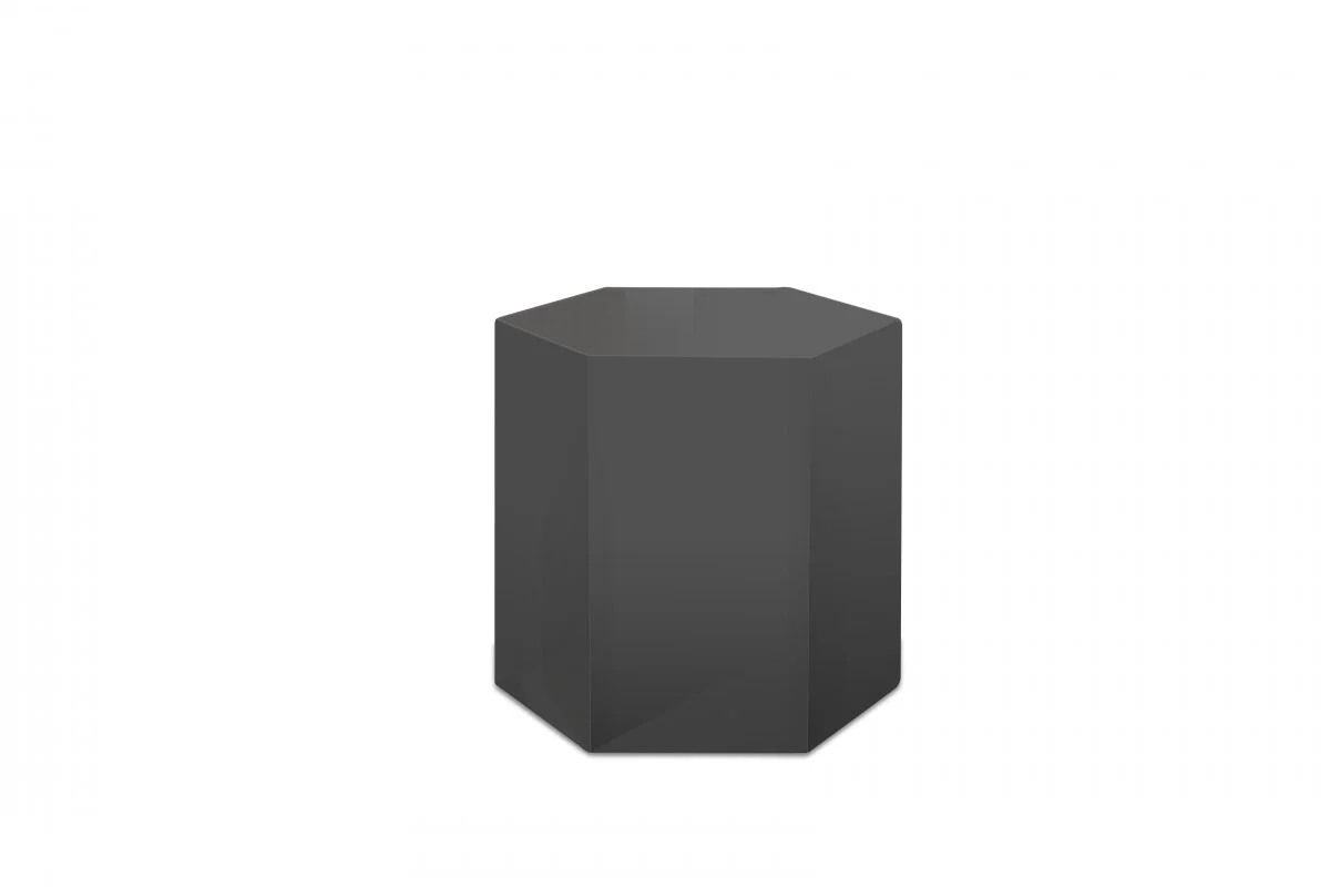 13" Grey High Gloss Manufactured Wood Hexagon End Table By Homeroots - Image 2