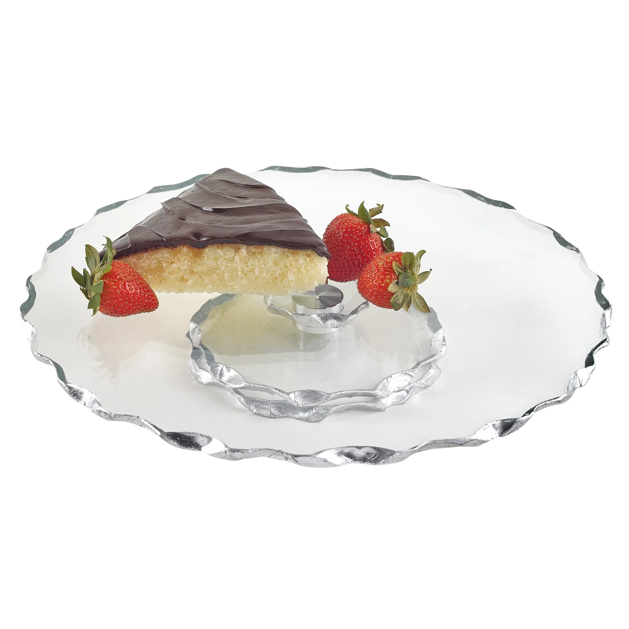 13 Hand Decorated Chiseled Edge Silver Turning Platter By Homeroots - Image 2