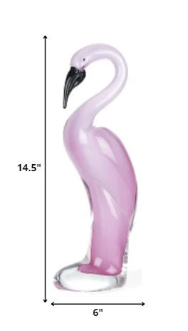 13 Mouth Blown Pink Flamingo Art Glass By Homeroots - Image 2