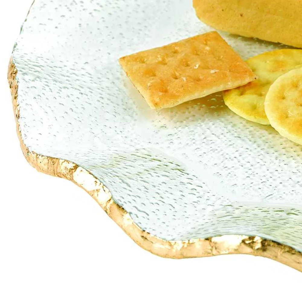 13 Mouth Blown Wavy Edge Gold Leaf Platter Or Charger By Homeroots - Image 3