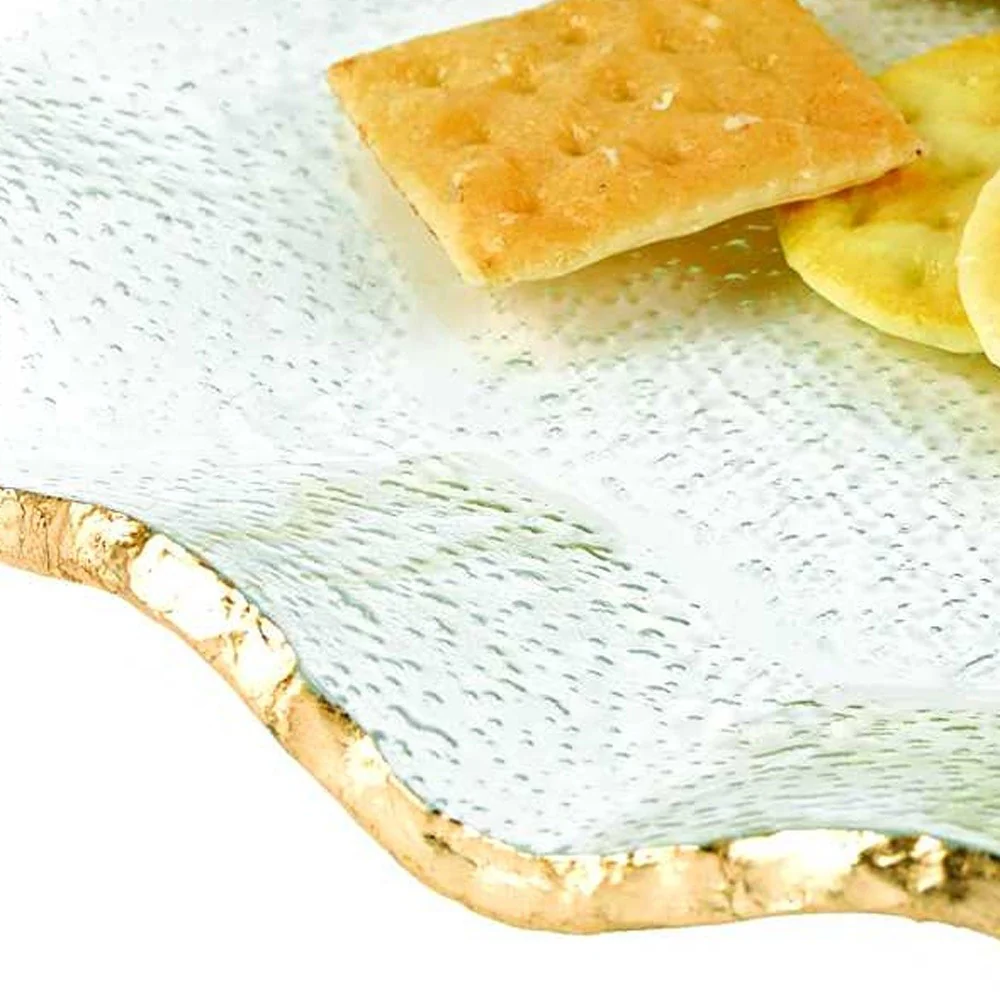 13 Mouth Blown Wavy Edge Gold Leaf Platter Or Charger By Homeroots - Image 4