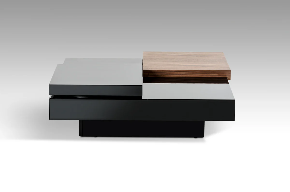 13' Walnut and Black MDF and Veneer Coffee Table By Homeroots - Image 2