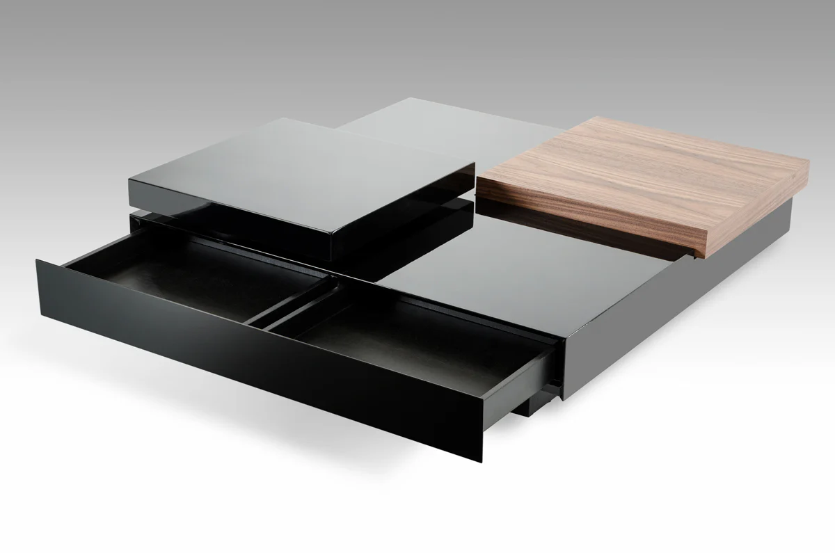 13' Walnut and Black MDF and Veneer Coffee Table By Homeroots - Image 3