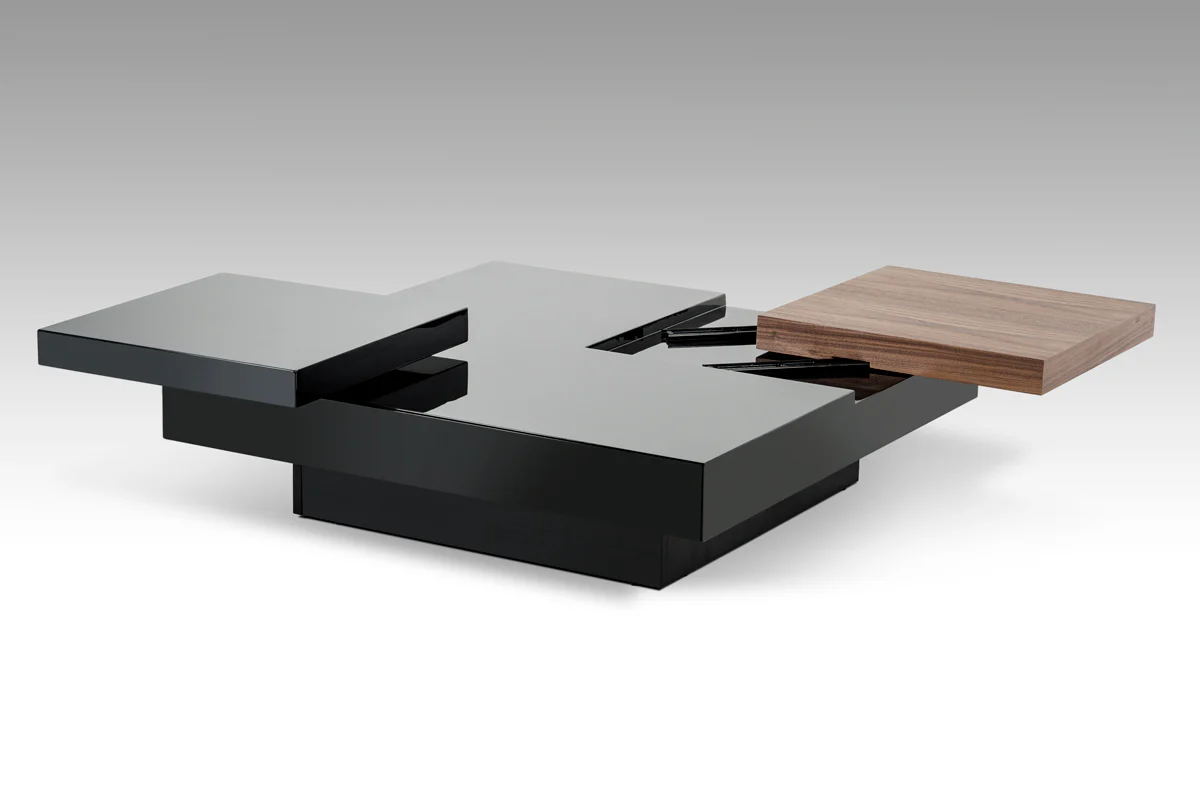13' Walnut and Black MDF and Veneer Coffee Table By Homeroots - Image 4