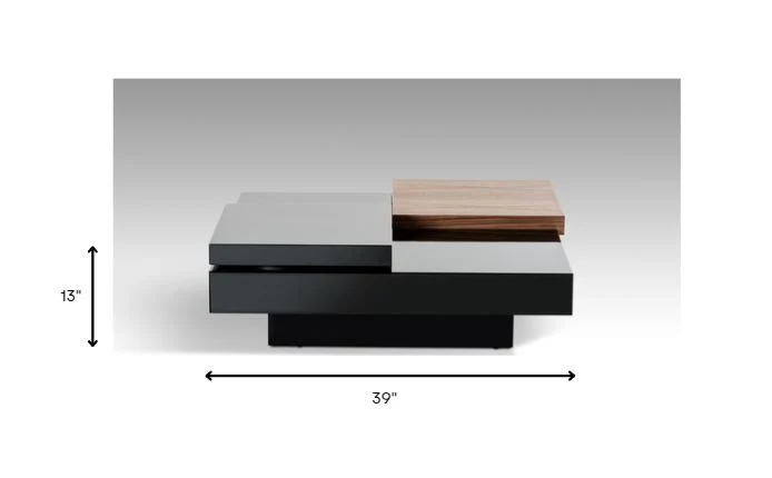 13' Walnut and Black MDF and Veneer Coffee Table By Homeroots - Image 5
