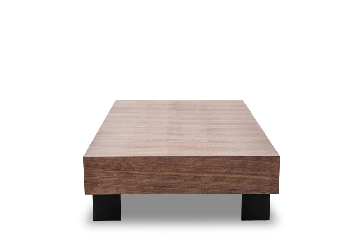 13' Walnut Veneer and Aluminum Coffee Table By Homeroots - Image 3