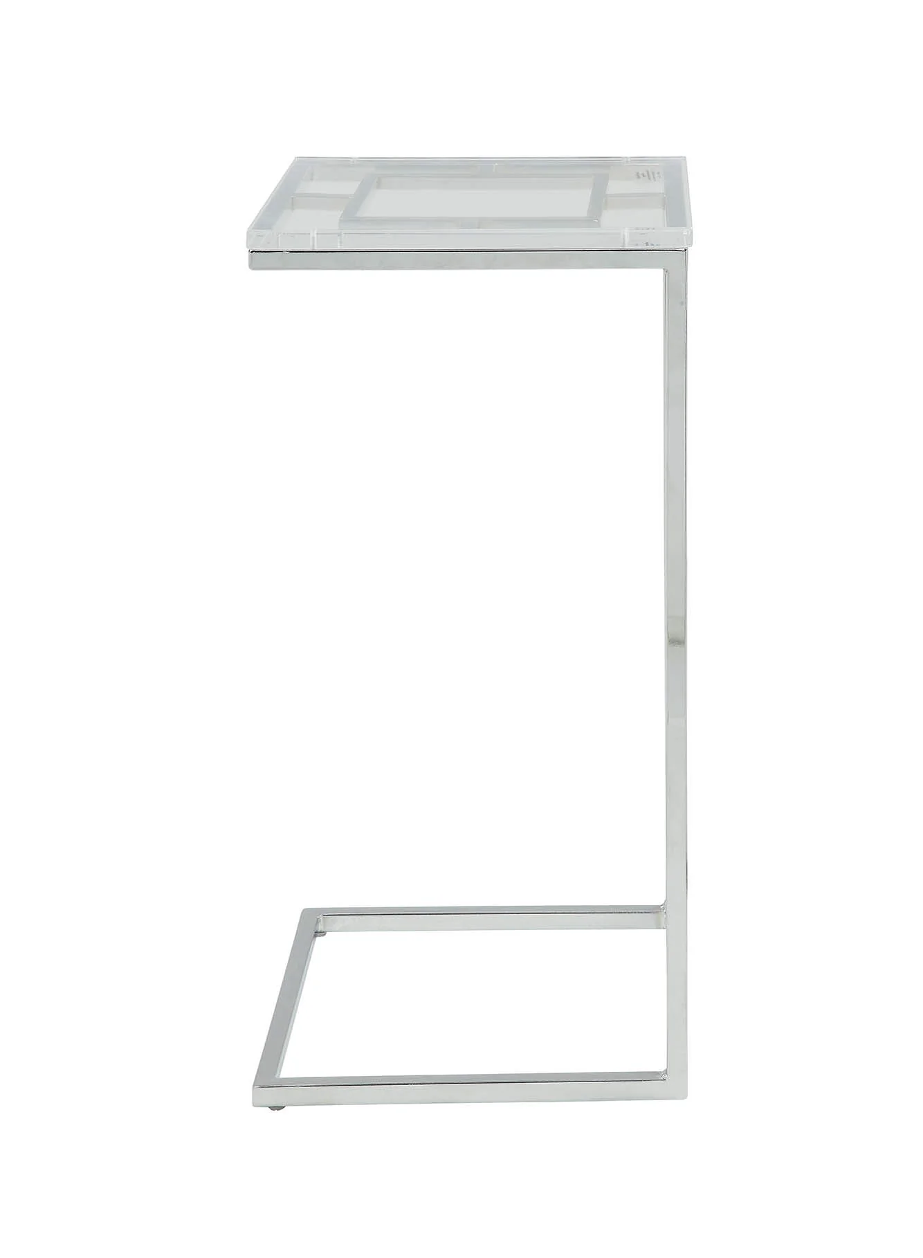 13' X 13' X 26' Clear Acrylic Chrome Metal Side Table By Homeroots - Image 3